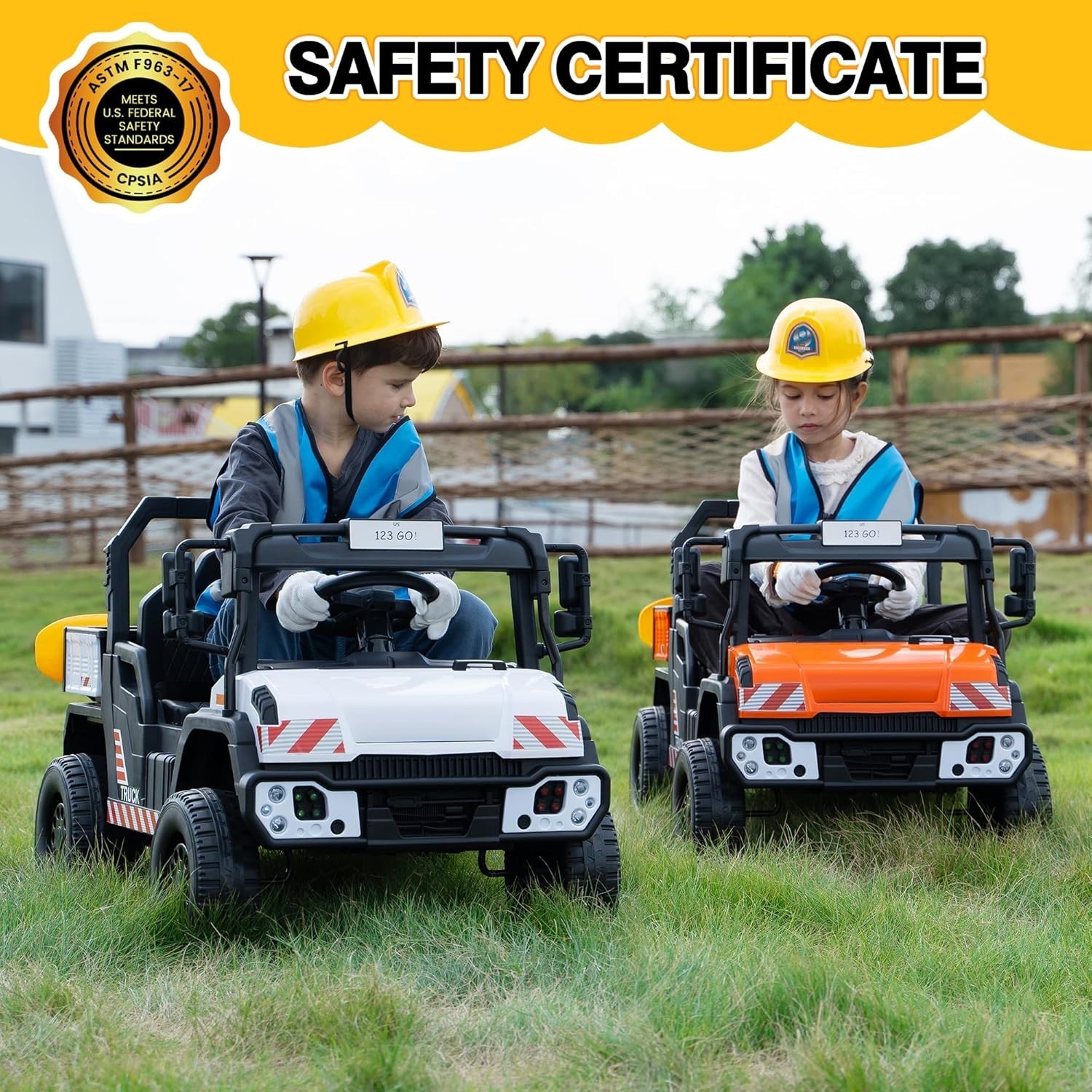 TOBBI Ride on Kids Cars Dump Truck with Remote Control for Kids 3-8 Years, White