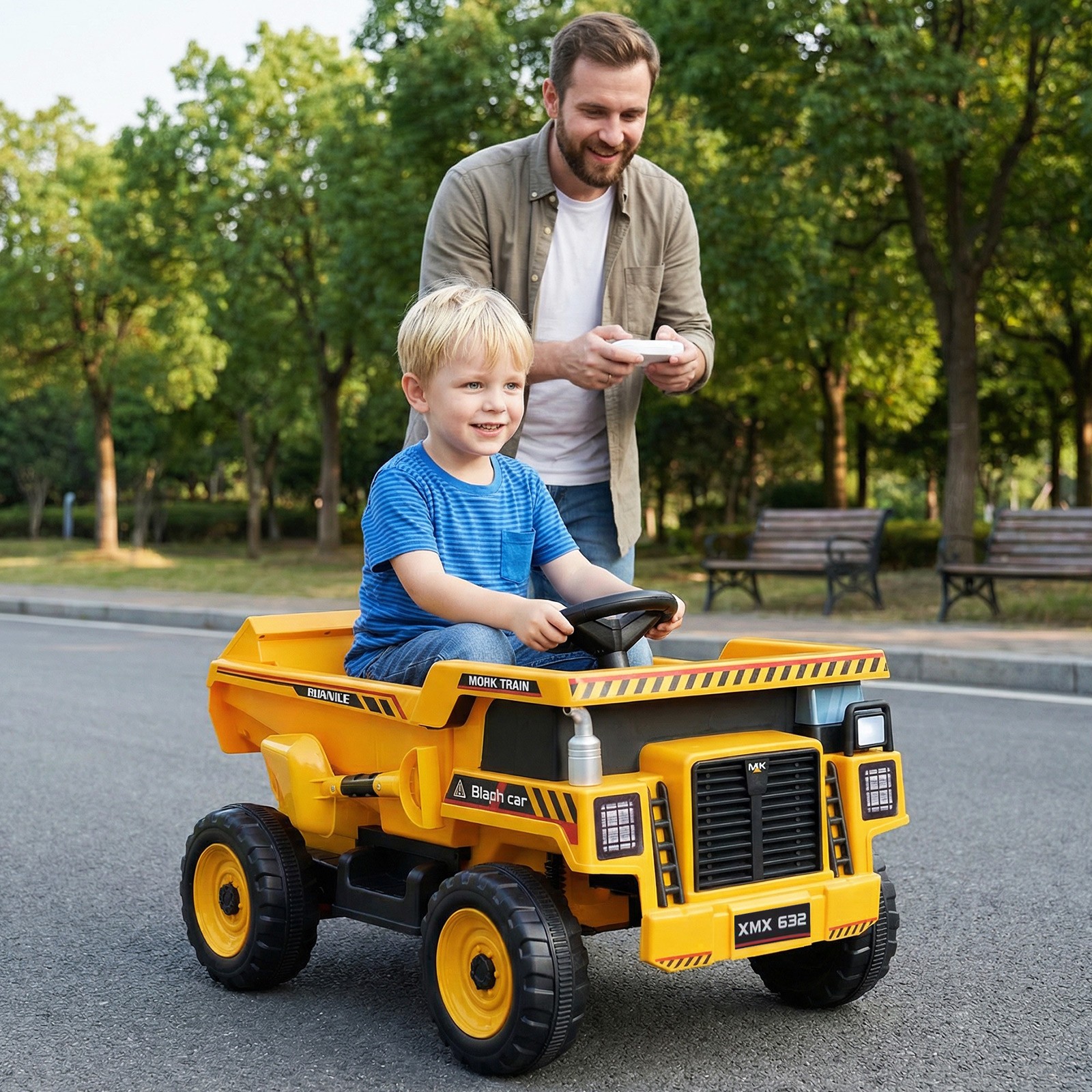 24V Ride on Dump Truck for Kids,4-Wheeler Construction Electric Vehicle w/Shovel