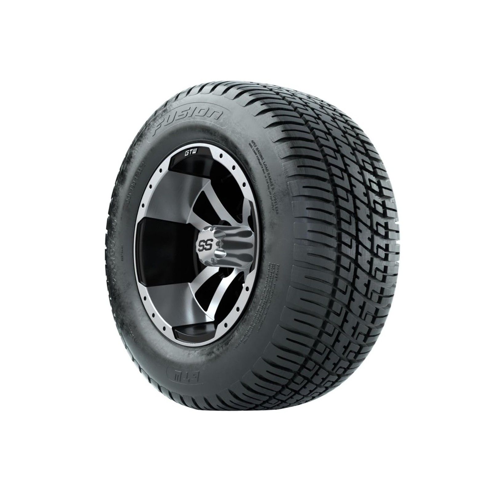 GTW 10 Inch Golf Cart Wheels and Tires Combo | Storm Trooper Machined/Black W…