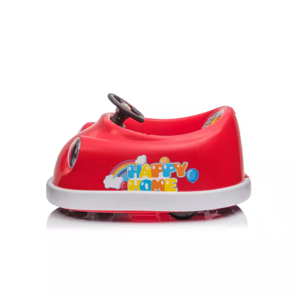 12-Volt Dual Bumper Car for Kids 1-6-Years Old Electric Car W/Pushrod Dinner Pla