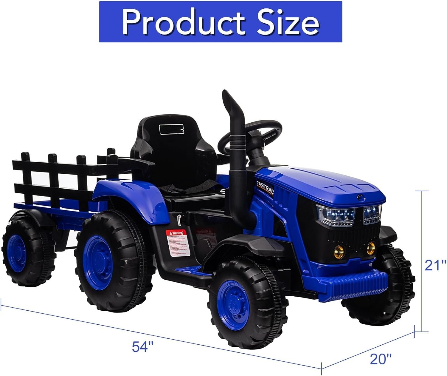 12V Kids Ride On Electric Tractor with Trailer&Remote Control for Kids 3-8 Years