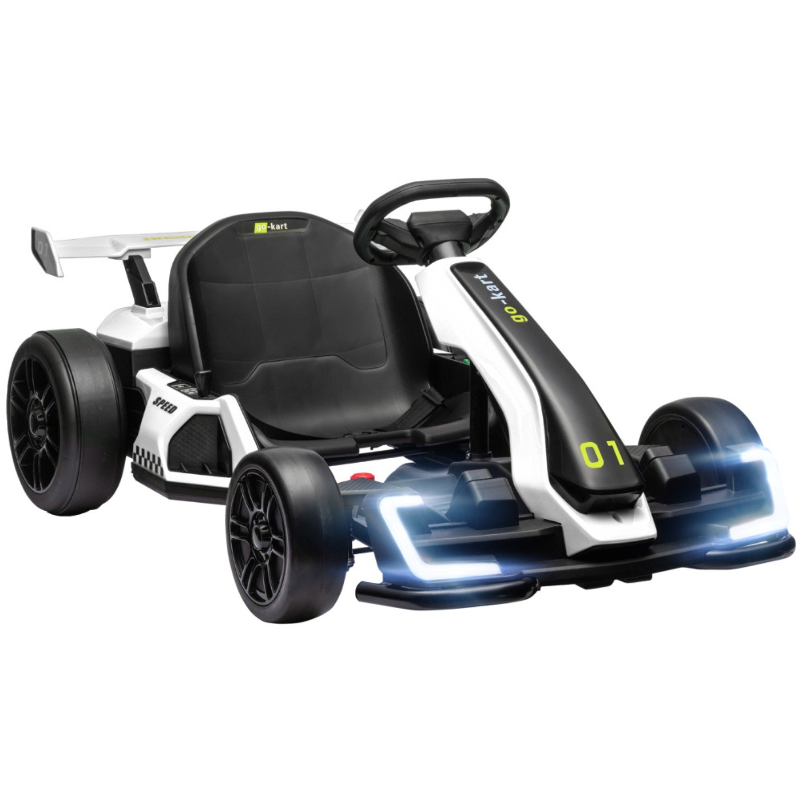 Aosom 24V 7.5 MPH Electric Go Kart Adjustable Seat Drifting for 6-12 White