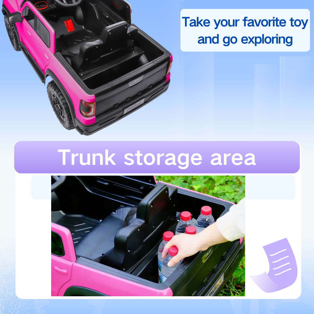 12V Kids Ride-On Car Remote Control, 4-Wheel Shock Absorption 3-6 Years Pink