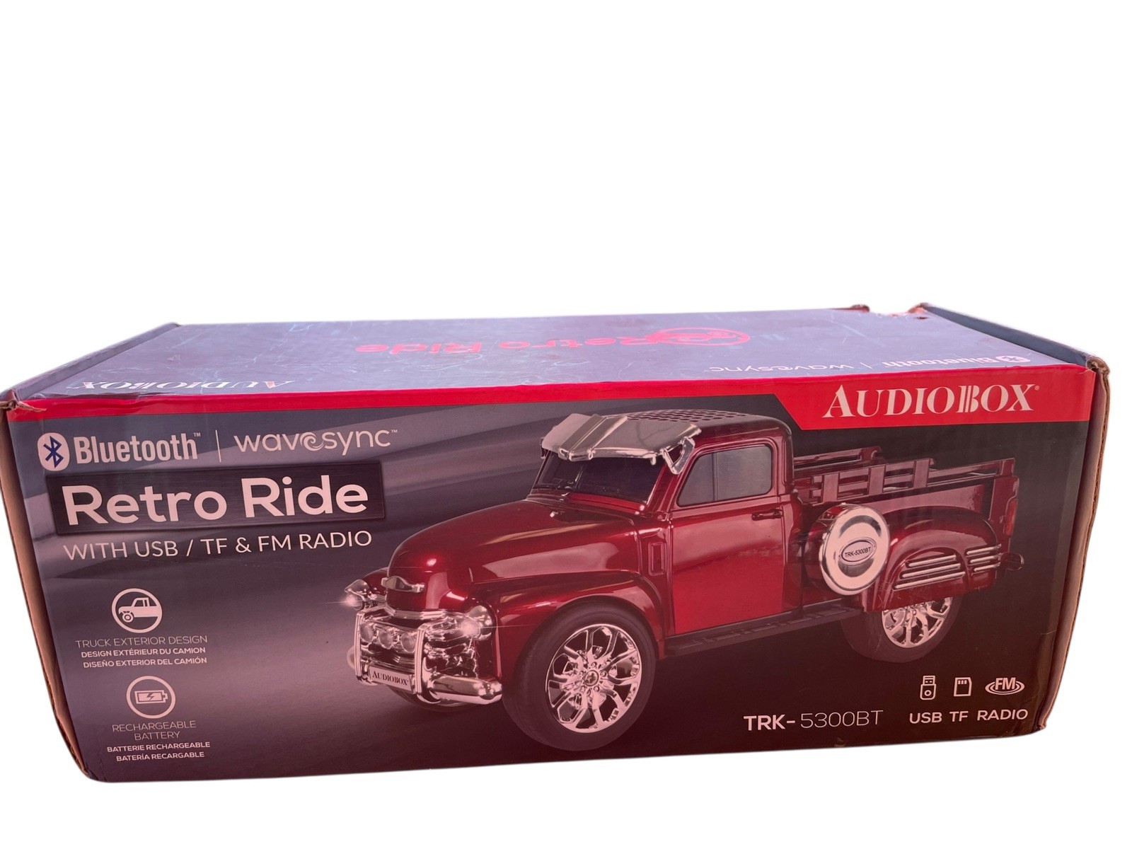 New -FM Radio -Bluetooth Speaker-Red Truck – RED TRK-5300BT Rechargeable Battery