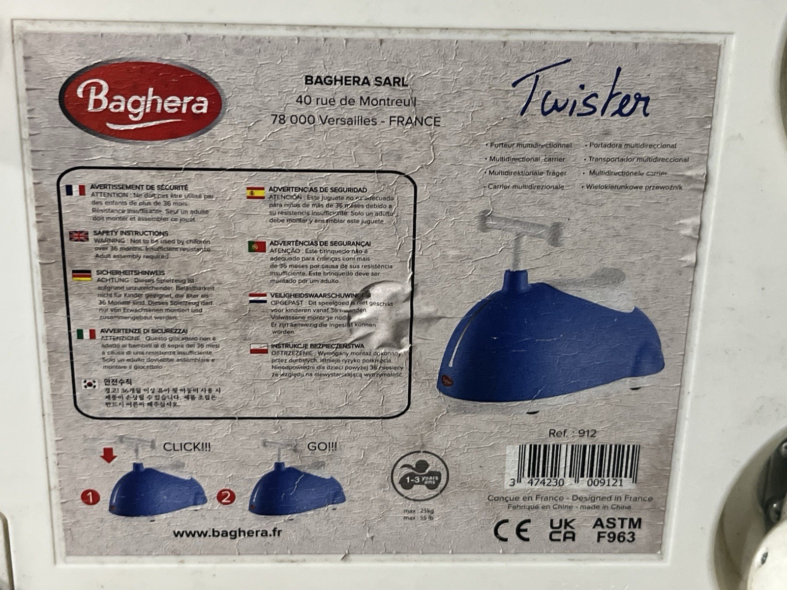 Baghera Twister Ride On Car Indoor/outdoor For Toddler 1-3yr