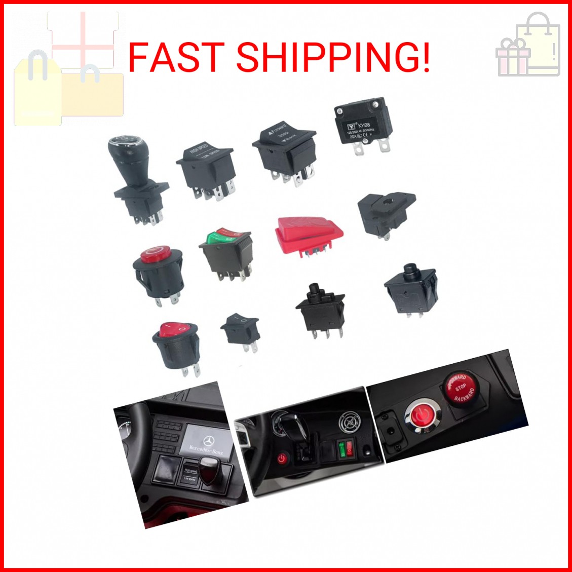 14PCS Set of Switch Kit for Power Wheels Kid’s Ride on Toys Replacement Parts, F