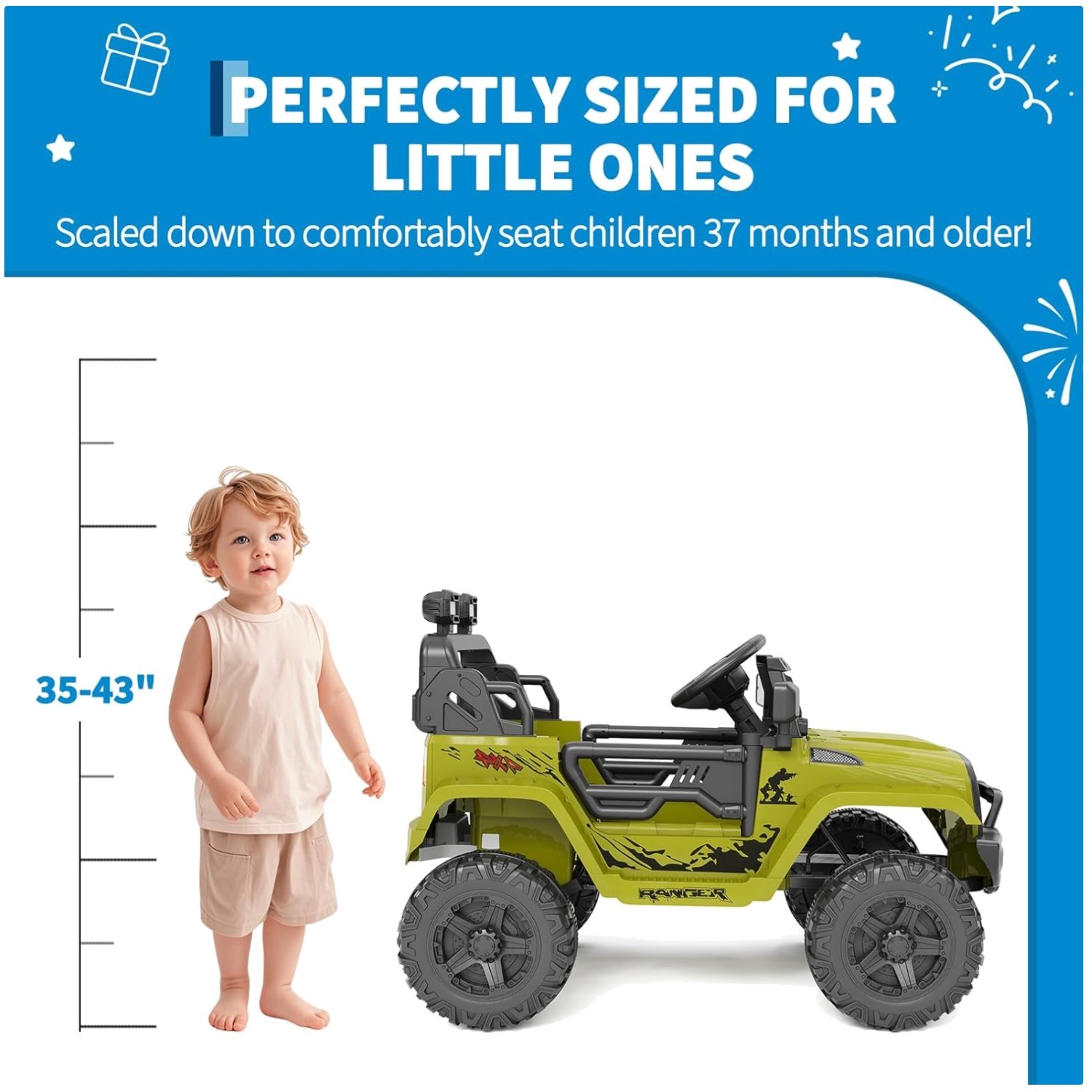 Electric Ride-On Truck Car for Kids with Bluetooth