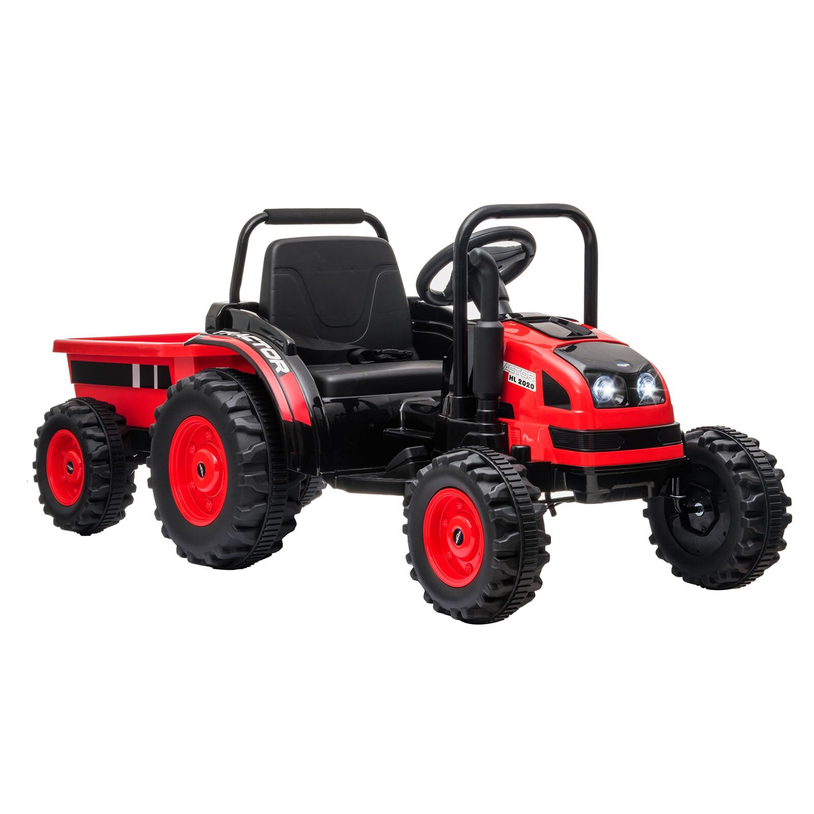 12V Upgraded Ride on Tractor with Trailer Electric Fun Toys Remote Control Kids