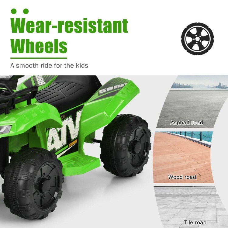 6V Rechargeable Battery Electric Kids Ride On ATV Quad Car w/ LED Light and MP3