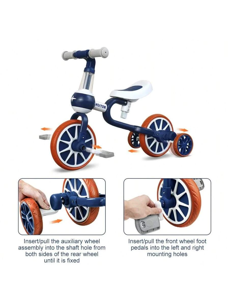 4 Wheels Toddler Tricycle Ages 1/2/3/4 Boys Girls Gift Balance Bike