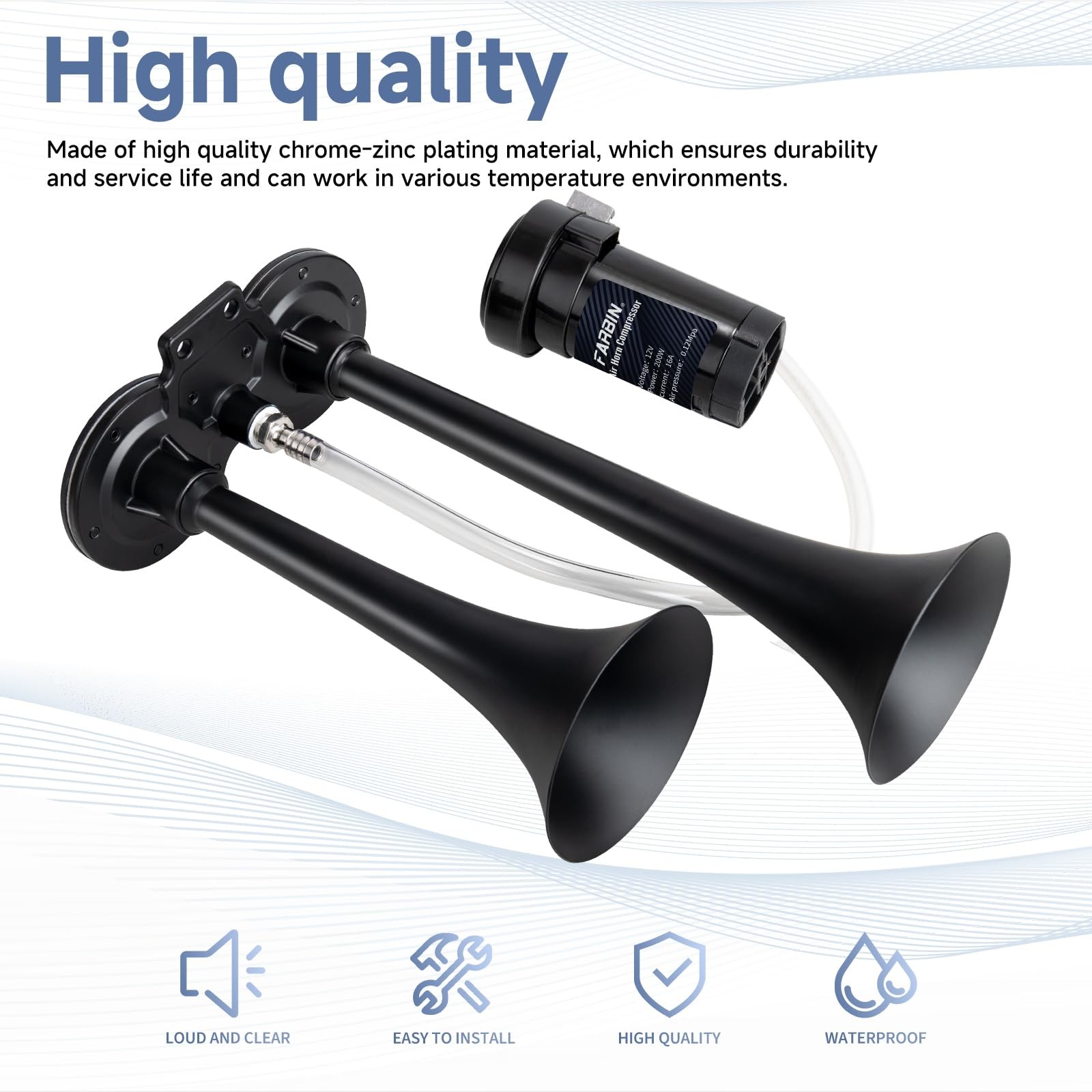 Loud Train Horn for Car 12V 150db Super Loud Air Horn Dual Trumpet Truck Horn…