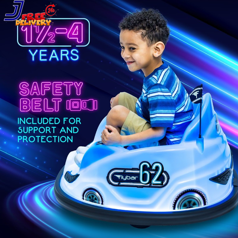 6V Blue Glow Bumper Car Battery Powered Ride on for Children Ages 1.5+