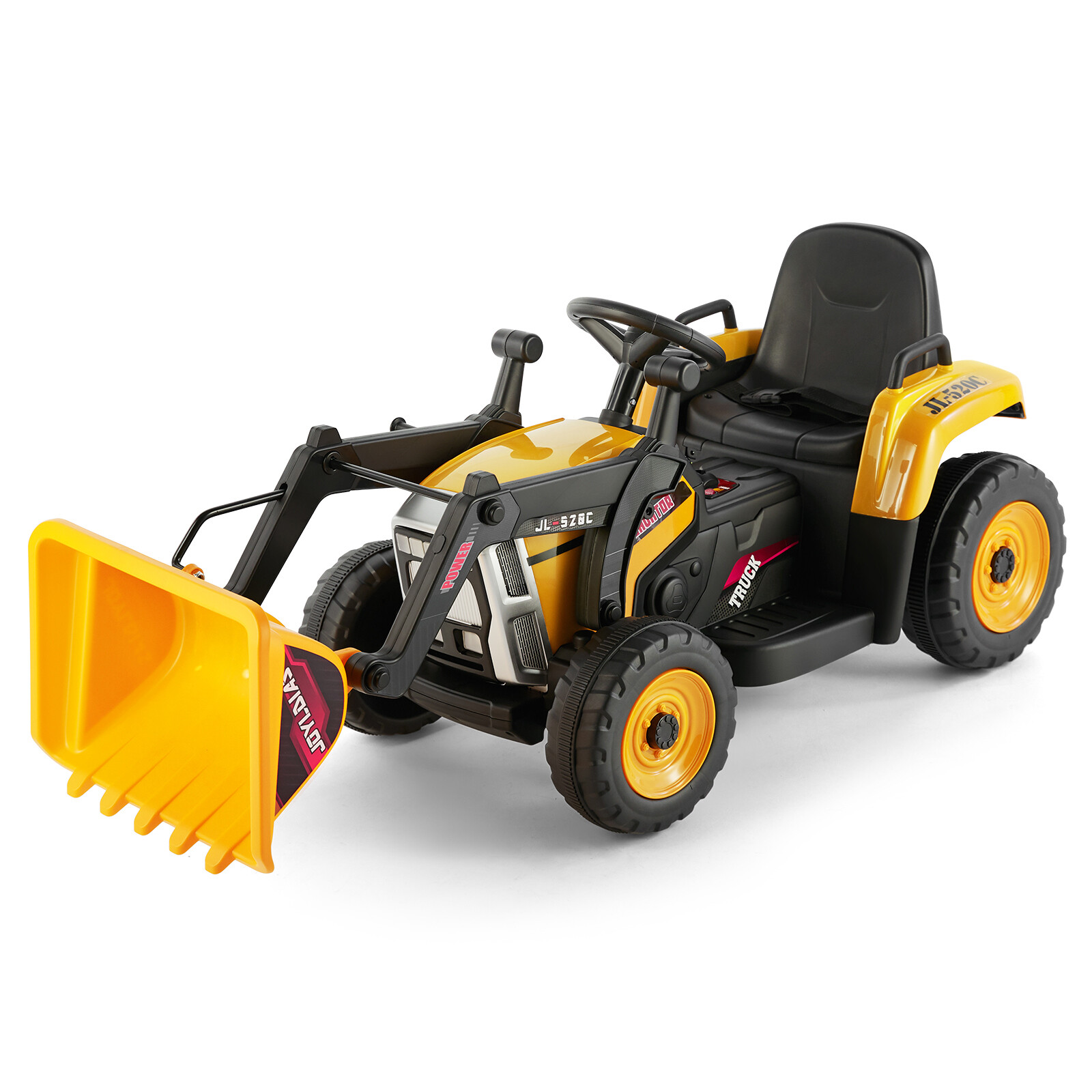 12V Battery Kids Ride On Excavator Digger Car with 3 Speed,Music,Remote Yellow