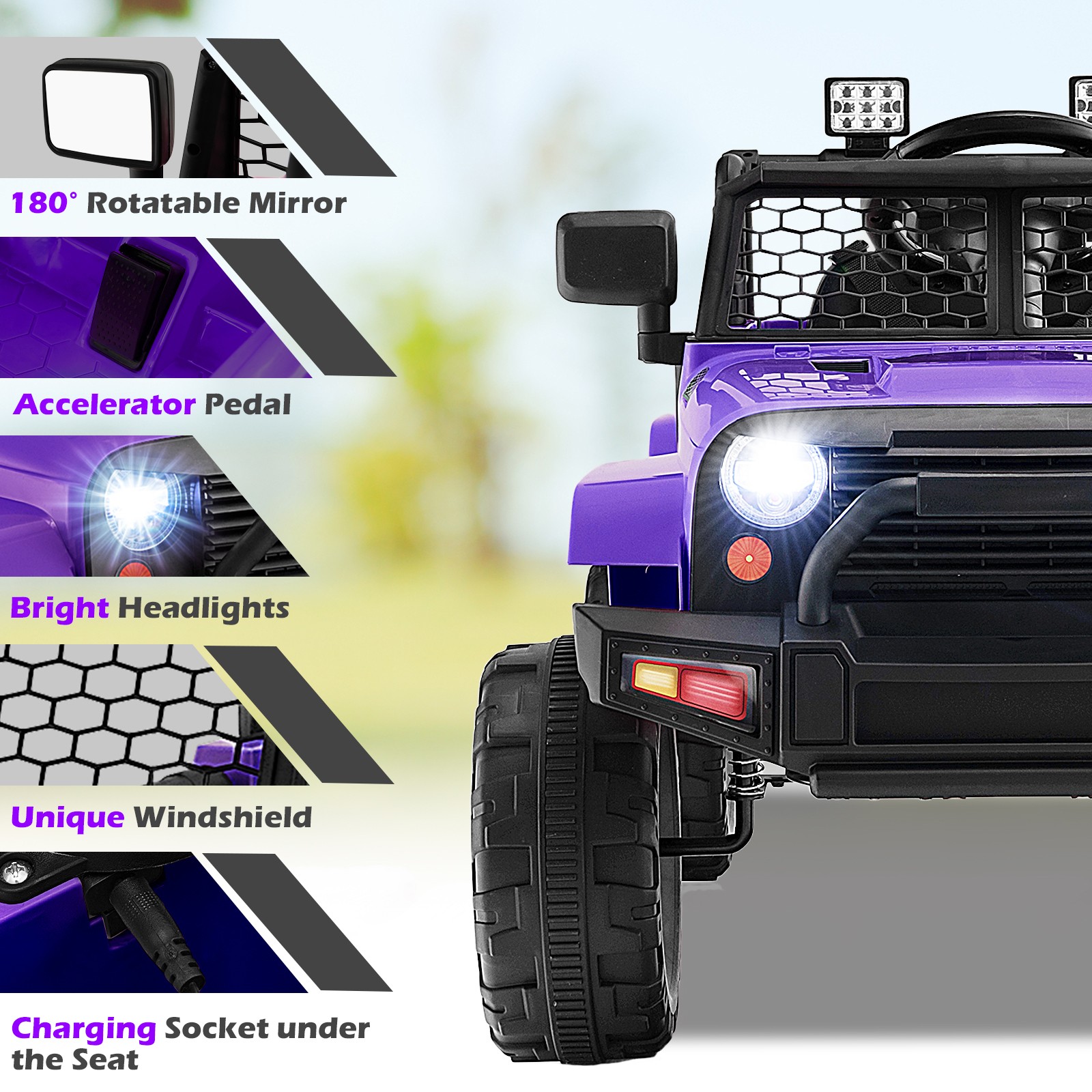 12V Kids Ride On Truck Car Electric Vehicle Remote w/ Music & Light Purple