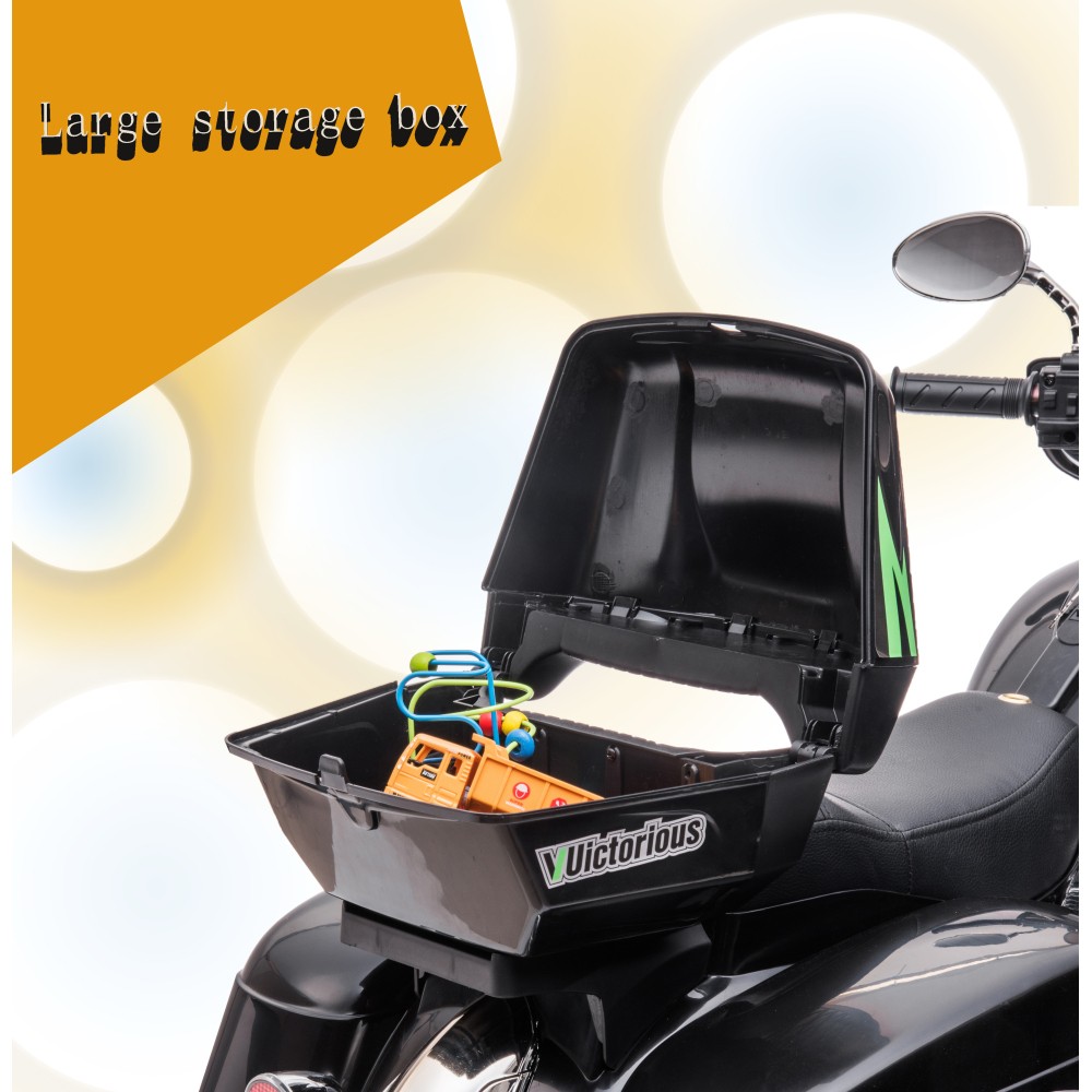 Kids Electric motorcycle 12V two seat motorcycle with Key start Storage Box