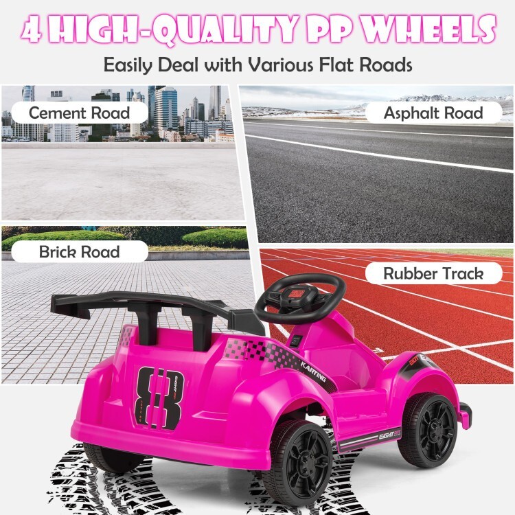 Go Kart Kids 6V Battery Powered Ride On Toy w/ Remote Control & Safety Belt Pink