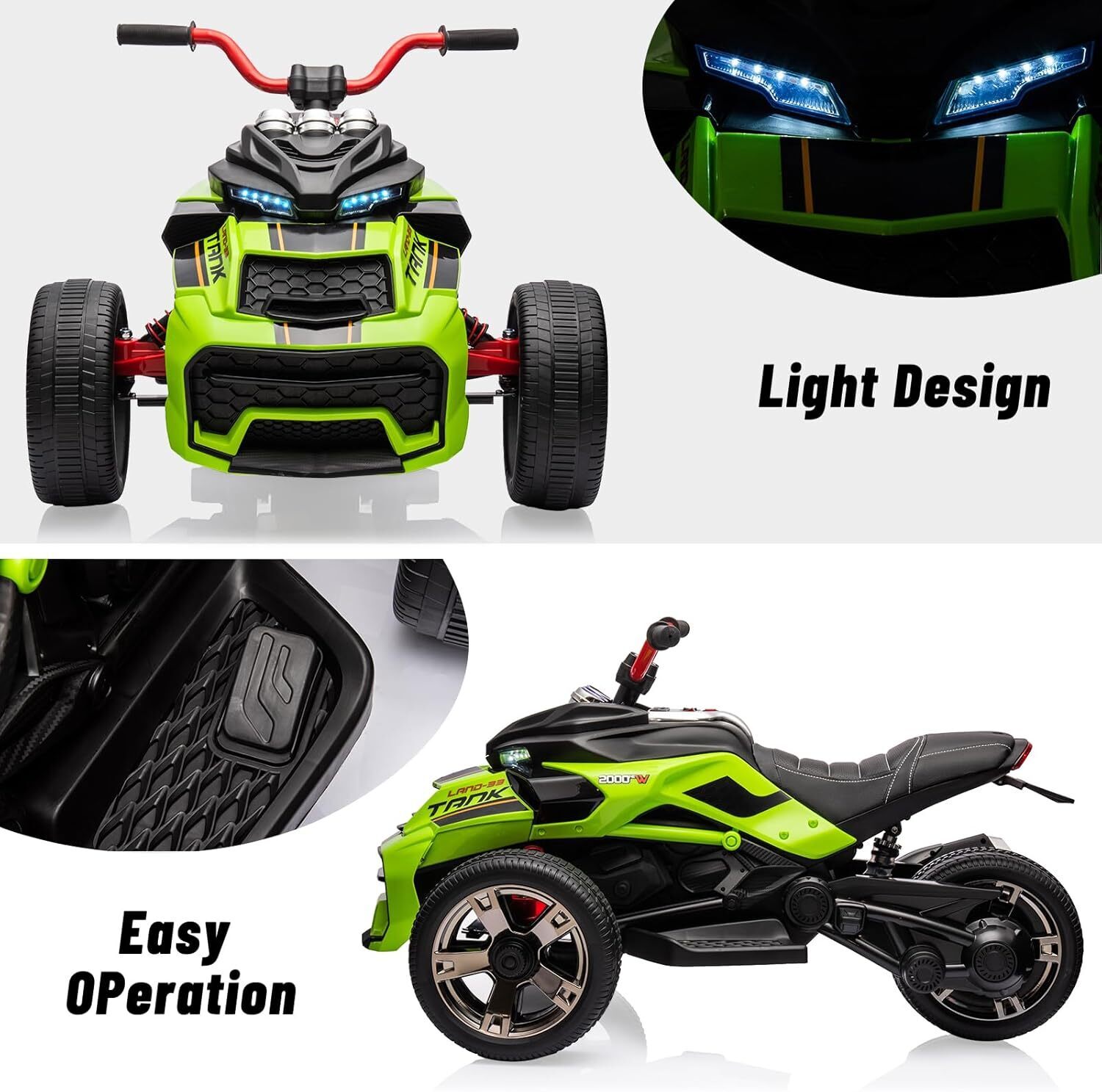 12V Kids Ride On ATV Electric Car Toy Battery Powered Toddler 3-Wheeler Gift