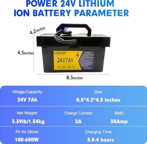 24V Lithium Battery, Replacement Battery for Kids Ride-On 24V7AH(with charger)