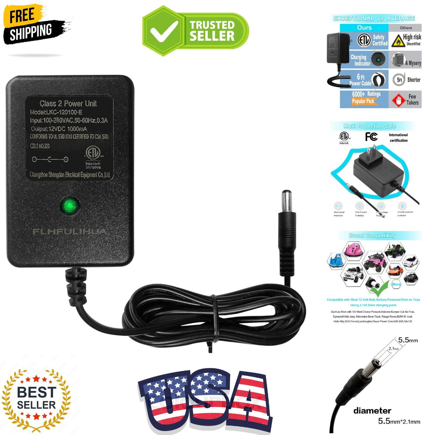 12 Volt Battery Charger for Kids Ride on Toys – Universal Charger for Best Ch…
