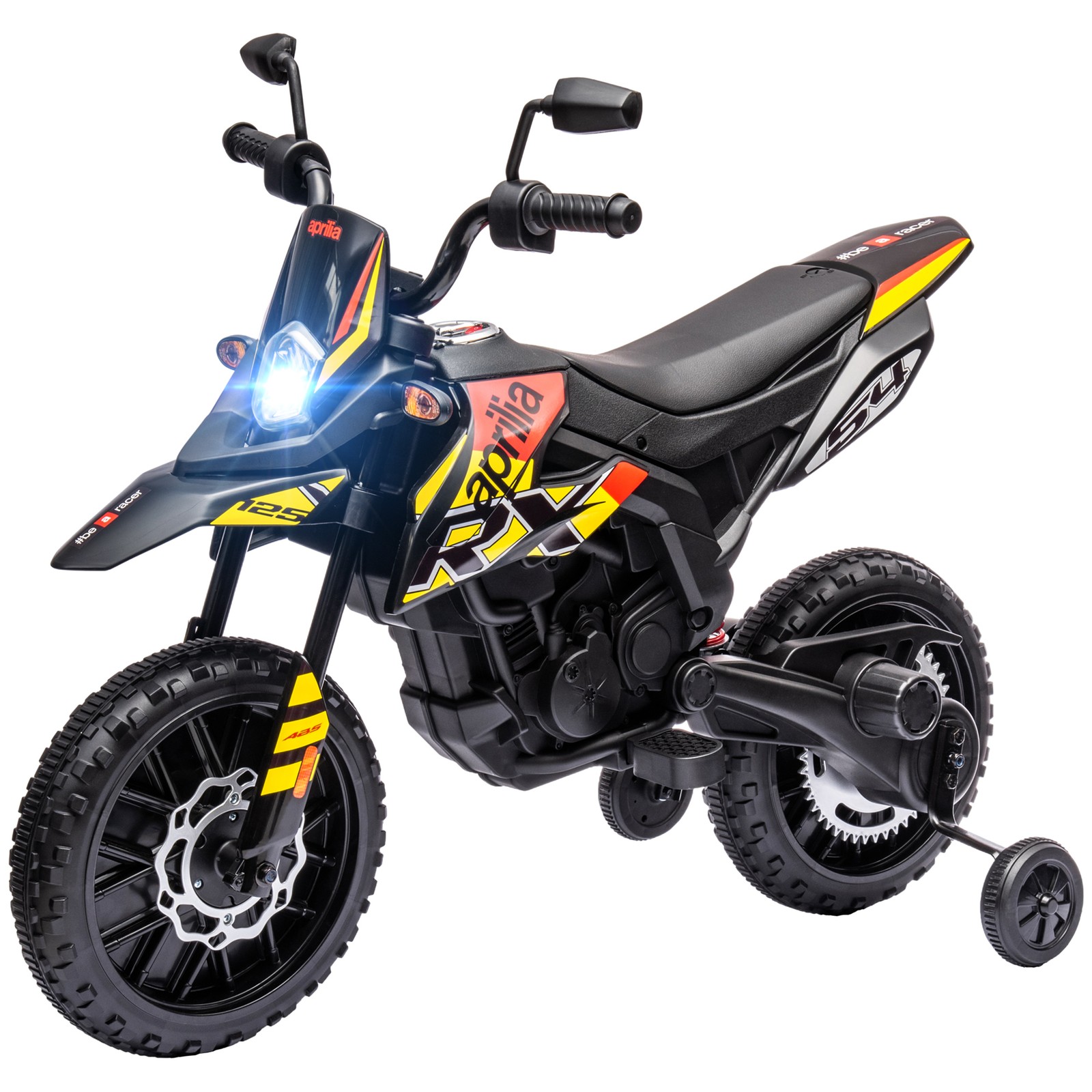 12V Aprilia Licenced Kids Motorcycle Removable Training Wheel Shock Absorber