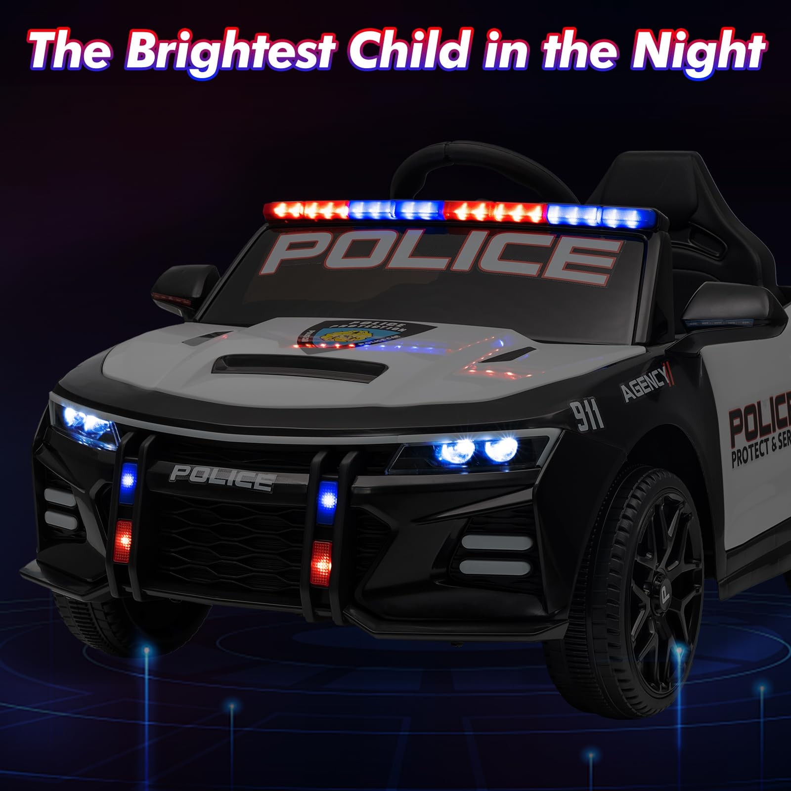 12V Ride on Police Car, Battery Powered Ride-on Toys Cop Cars with Remote Con…
