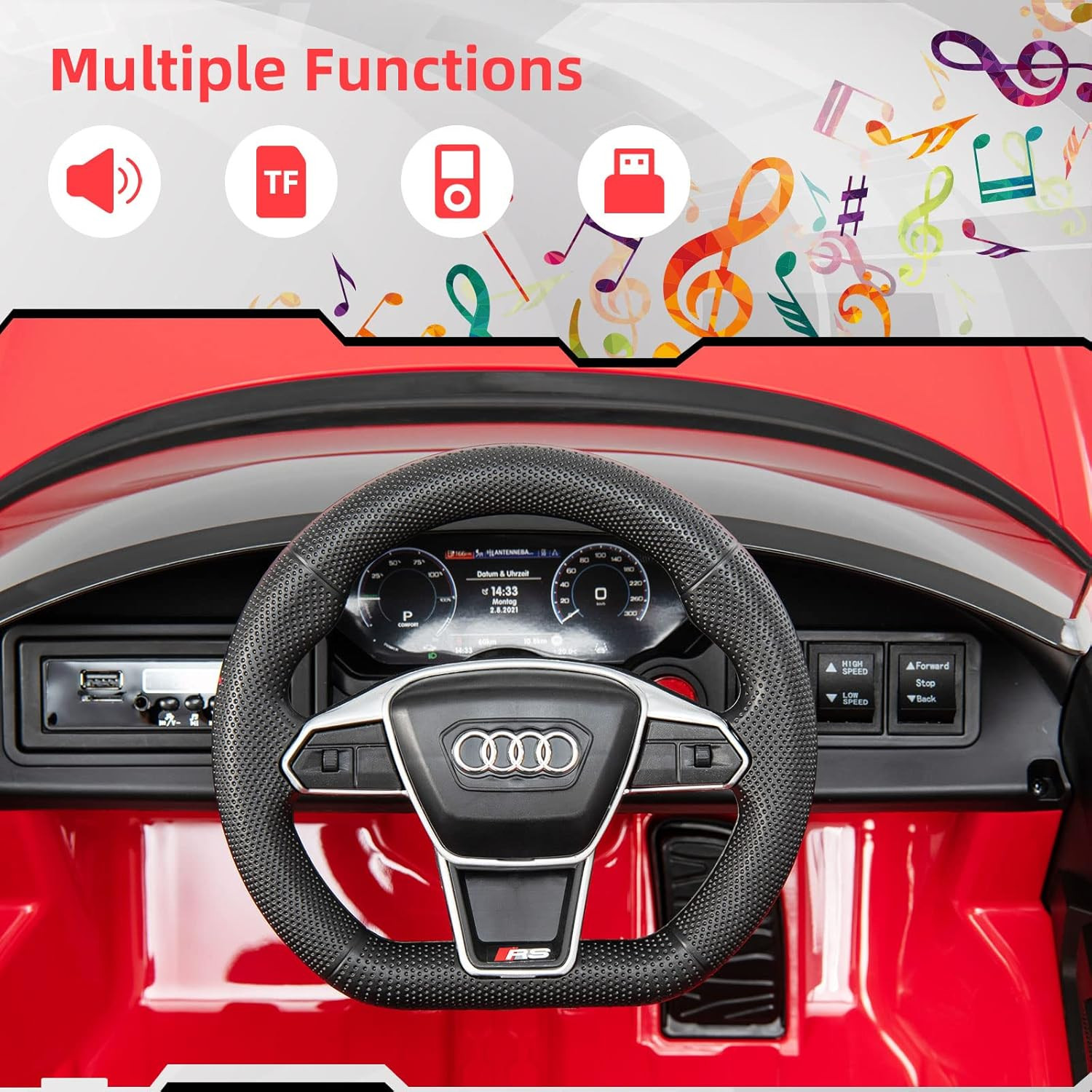 12V Kids Ride on Car, Licensed Audi RS E-Tron GT Electric Vehicle with Remote Co