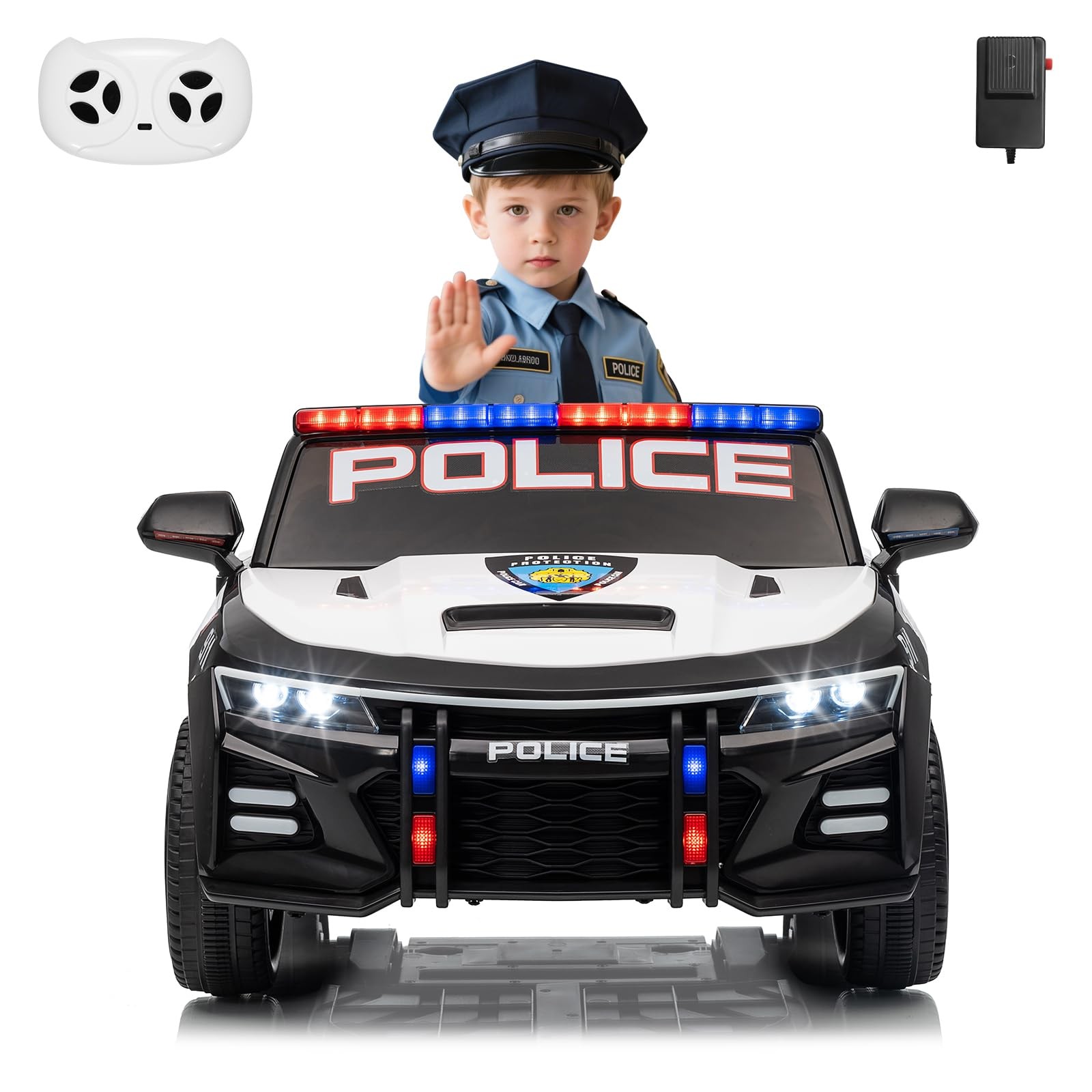 12V Ride on Police Car, Battery Powered Ride-on Toys Cop Cars with Remote Con…