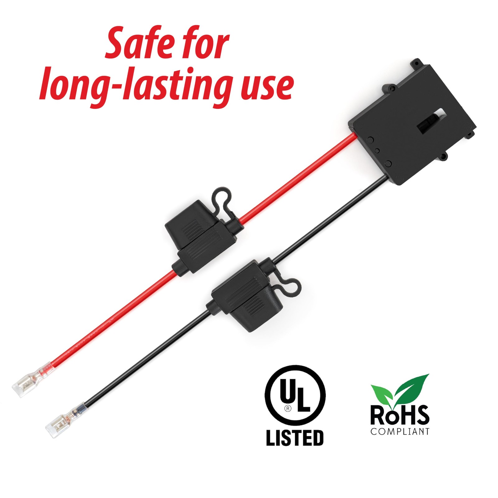 12V Battery Wire Harness Connector with Dual Fuse Protection – Extra Safe Rep…