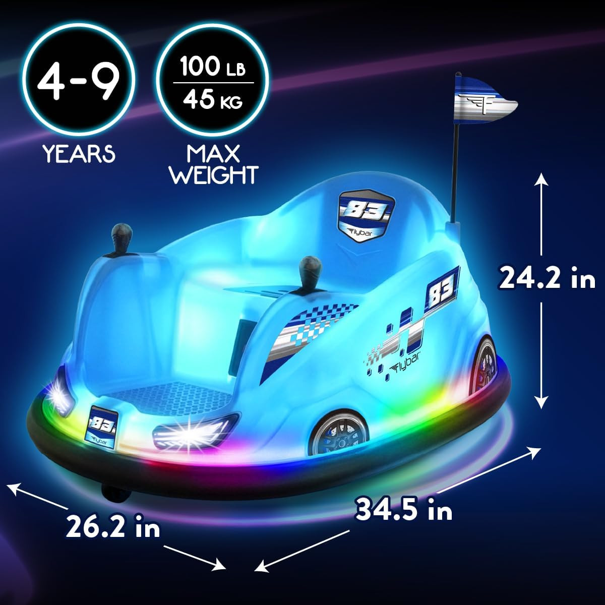 12V Glow Bumper Car Ride on Toy – Indoor/Outdoor Toys, Toddler Toys, Bumper Cars