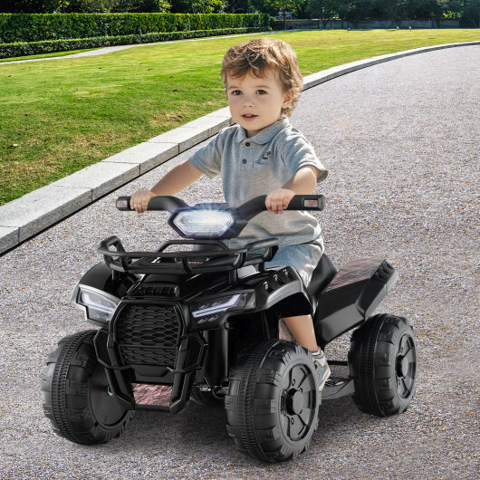 6V Kids ATV Quad Electric Ride On Car with LED Light and MP3-Solid Black – Color