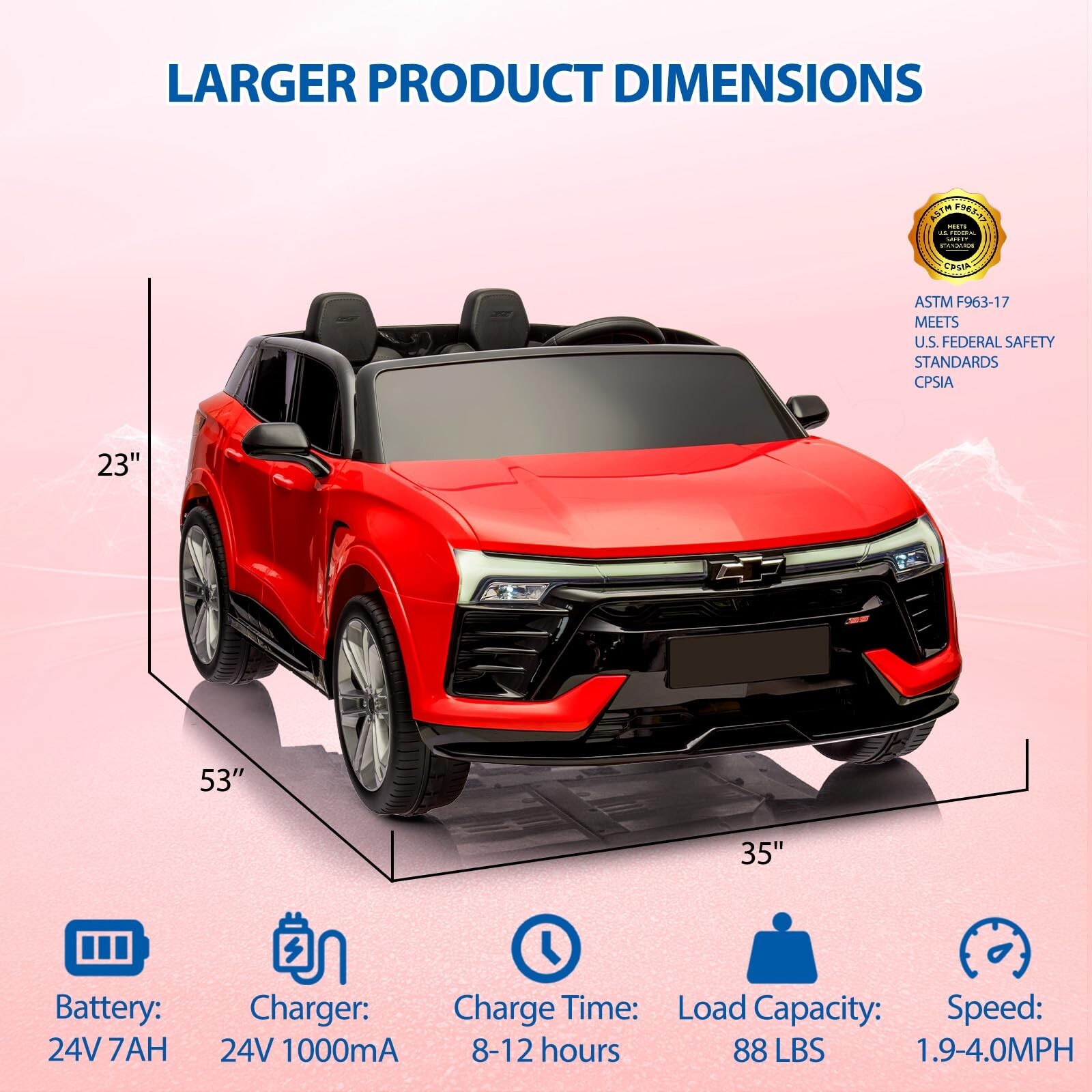 Kids Ride On Car 24V 2-Seater SUV Licensed Chevrolet Blazer w/ Remote Control