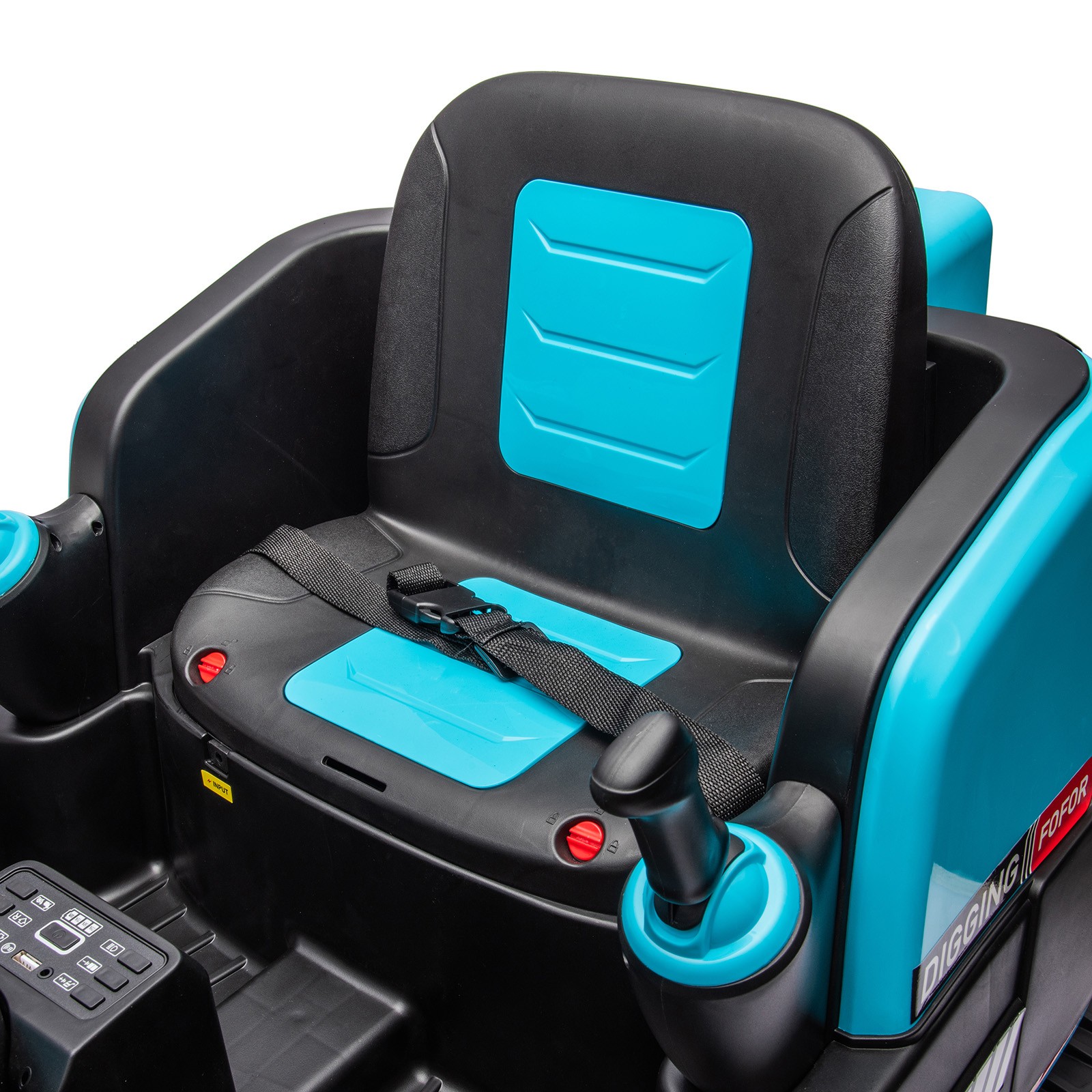 JOYLDIAS Blue 360° 12V Battery Kids Ride On Excavator & Bulldozer w/MP3,Remote