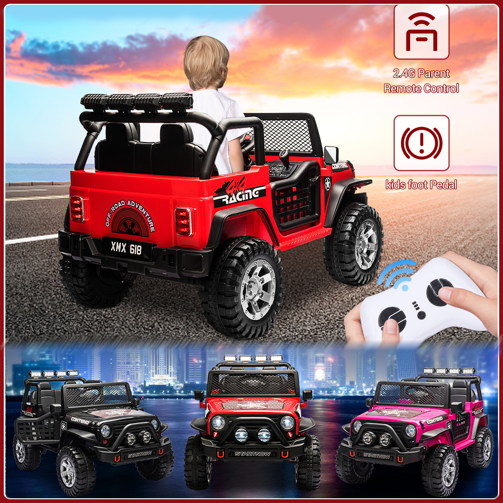 12V Kids Ride On Truck Jeep 2 Seater Electric Vehicle Toy Car w/Remote Control