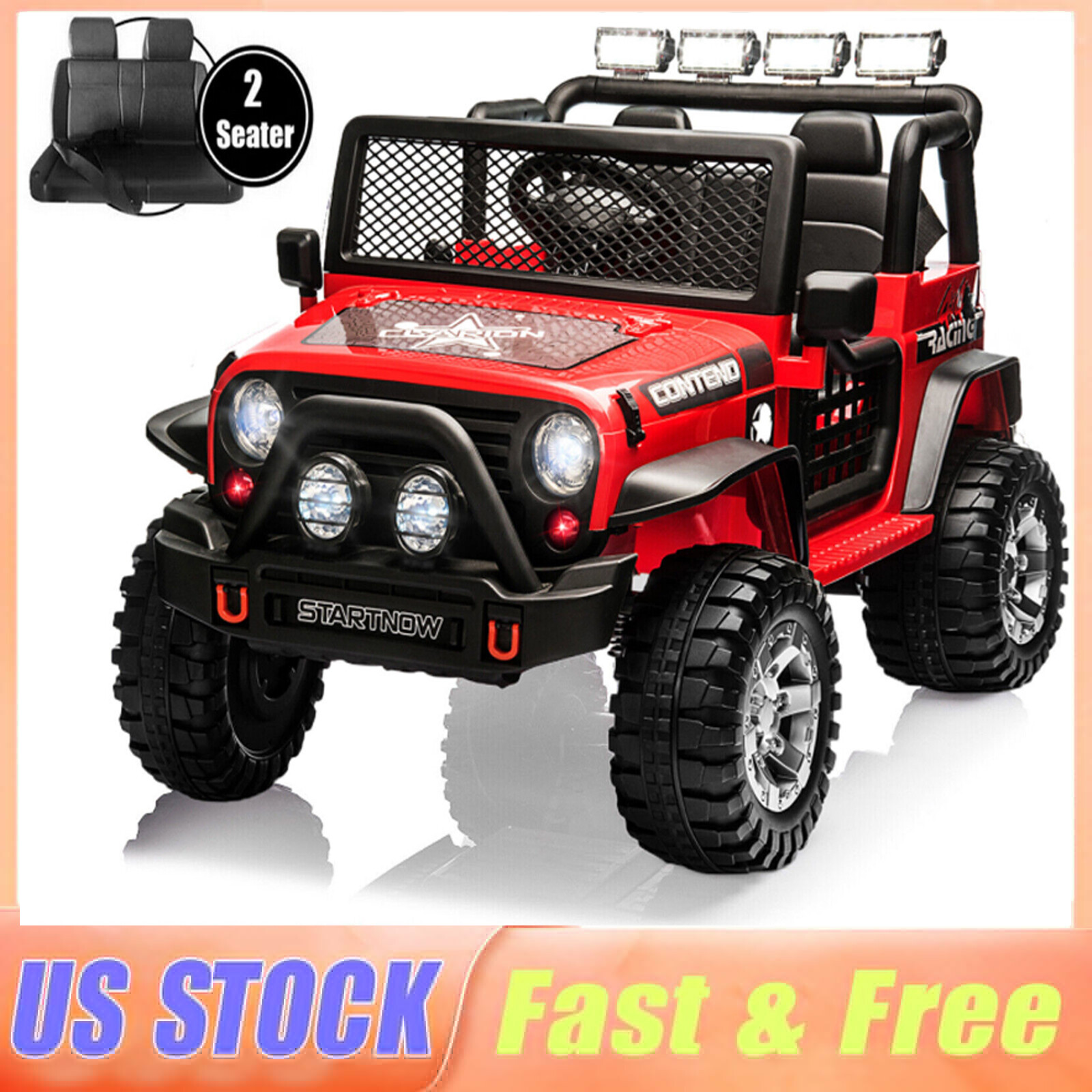 2 Seater Kids Ride On Truck Car 12V Battery Powered Electric Vehicle Present Red
