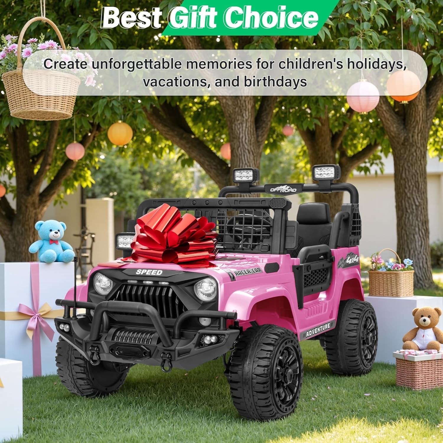 24V 4WD 2-Seater Ride On Truck 800W 9AH RC Bluetooth 3-Speed 4-Wheel Suspension