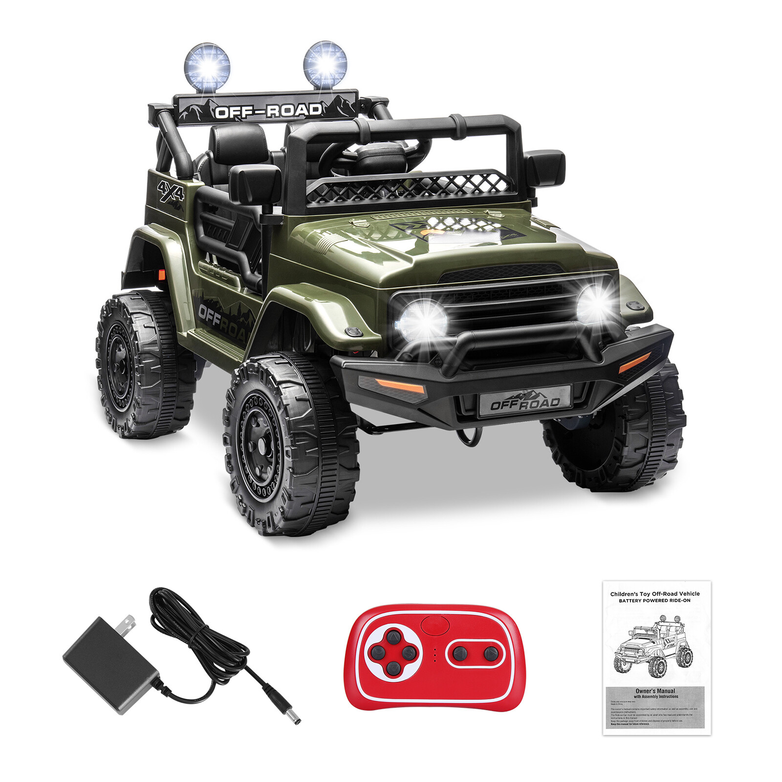 12V Electric Vehicle Jeep Car w/Remote Control Kids Ride On Truck Toys 2-Seater