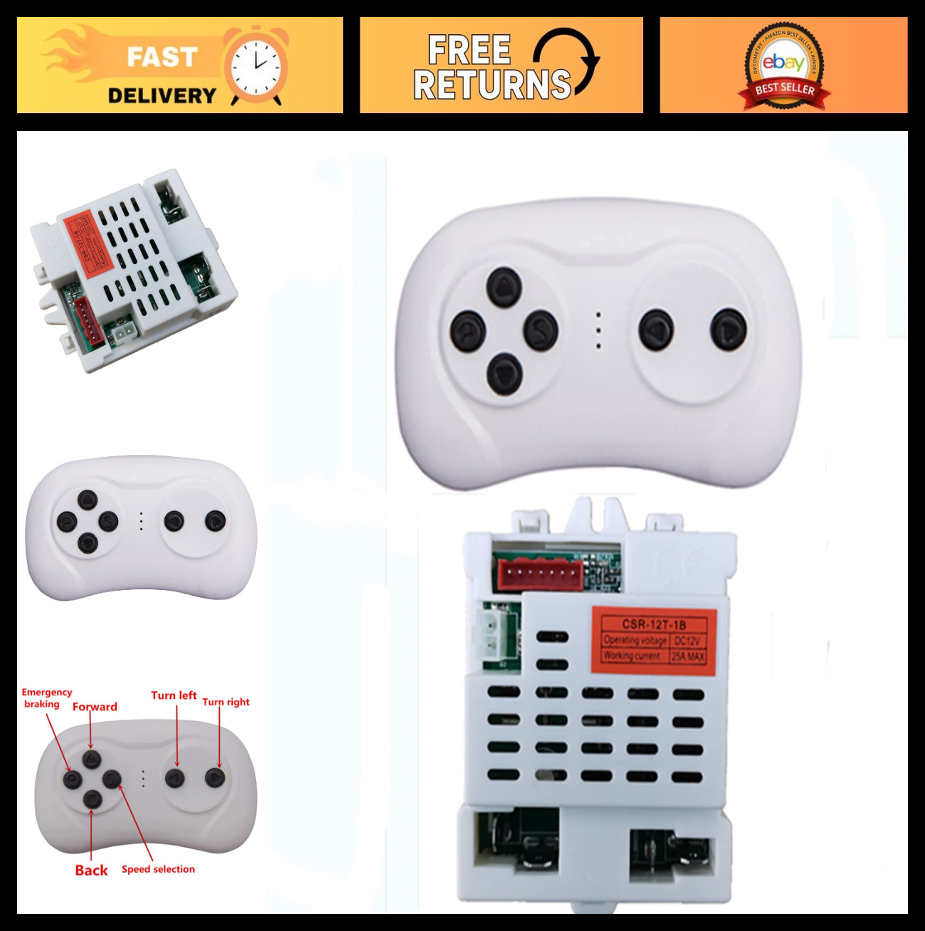 12V Bluetooth Remote Control Receiver Kit for Kids Electric Ride-On Car Parts