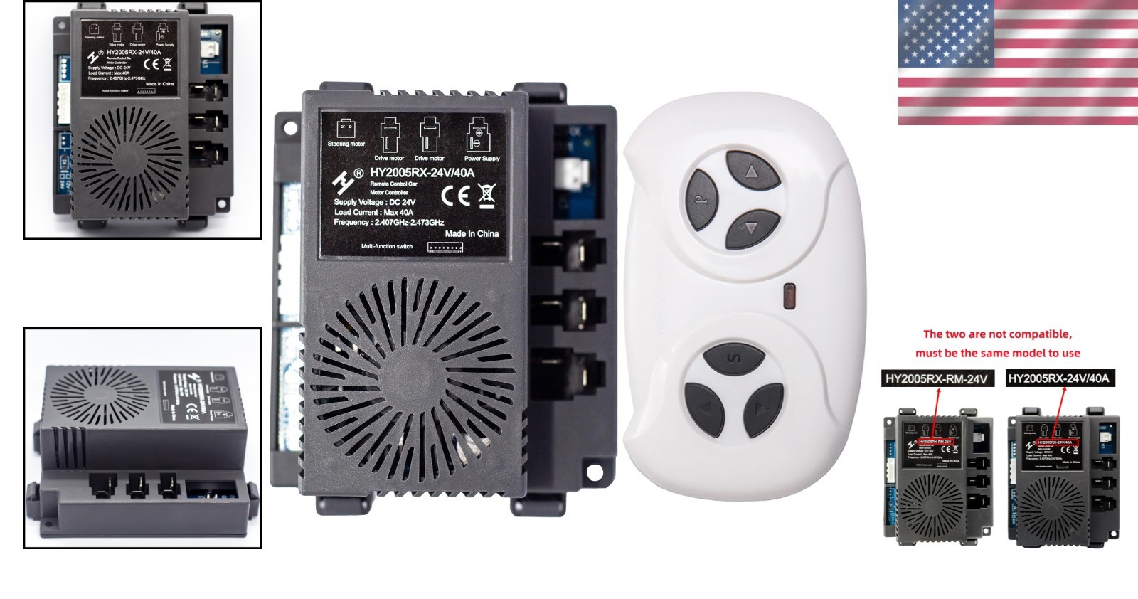 Compact HY2005RX-24V Controller & Remote for Effortless Ride-On Toy Management