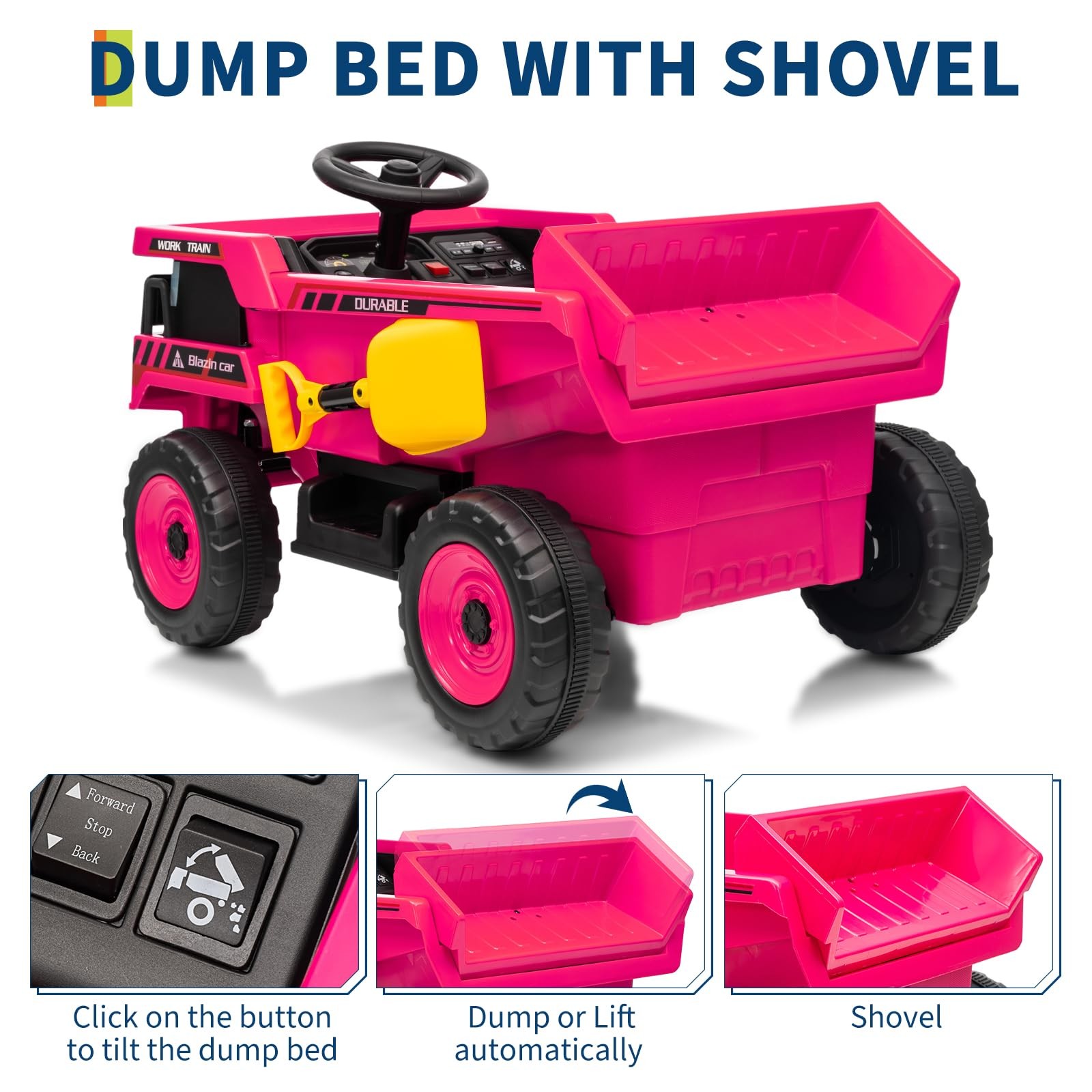 Garvee 12V Ride On Dump Truck for Kids, Ride On Car with Remote Control