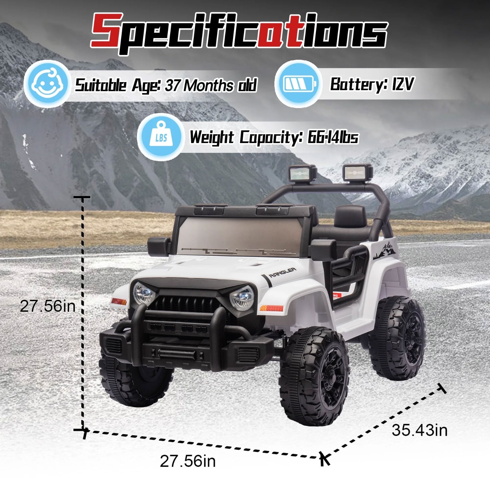 12V Ride On Toys UTV Electric Car for Kids w/Remote, LED,Battery Powered,White