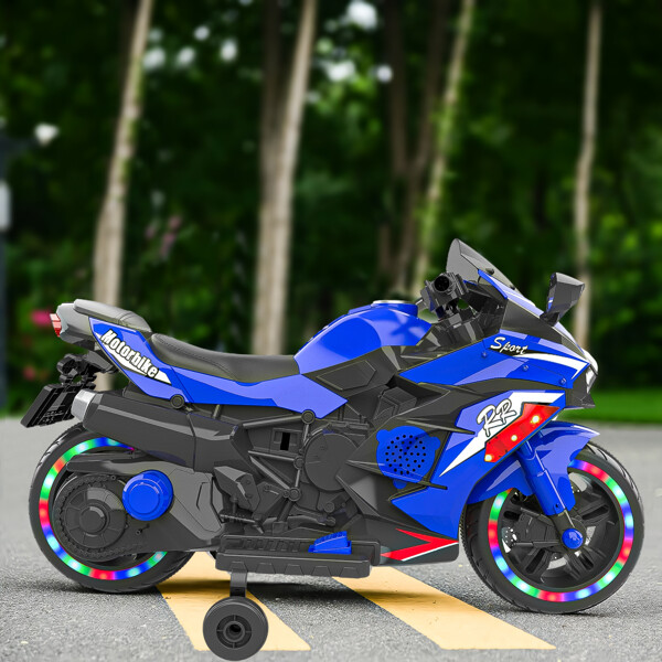 Kids Ride On Dirt Bike 12V Electric Motorcycle Training Wheel Light Music Gift