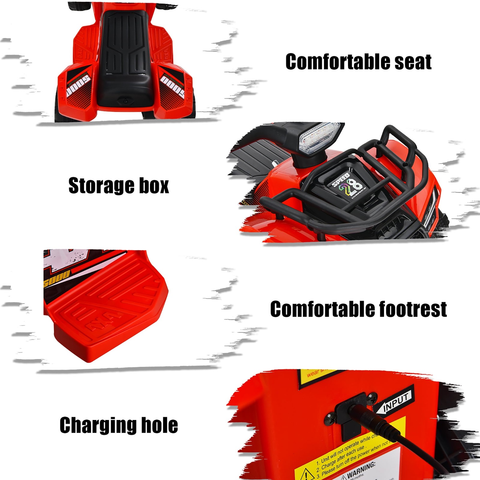 6V Kids ATV Quad Electric Ride on Car Toy Toddler with LED Light MP3 Red