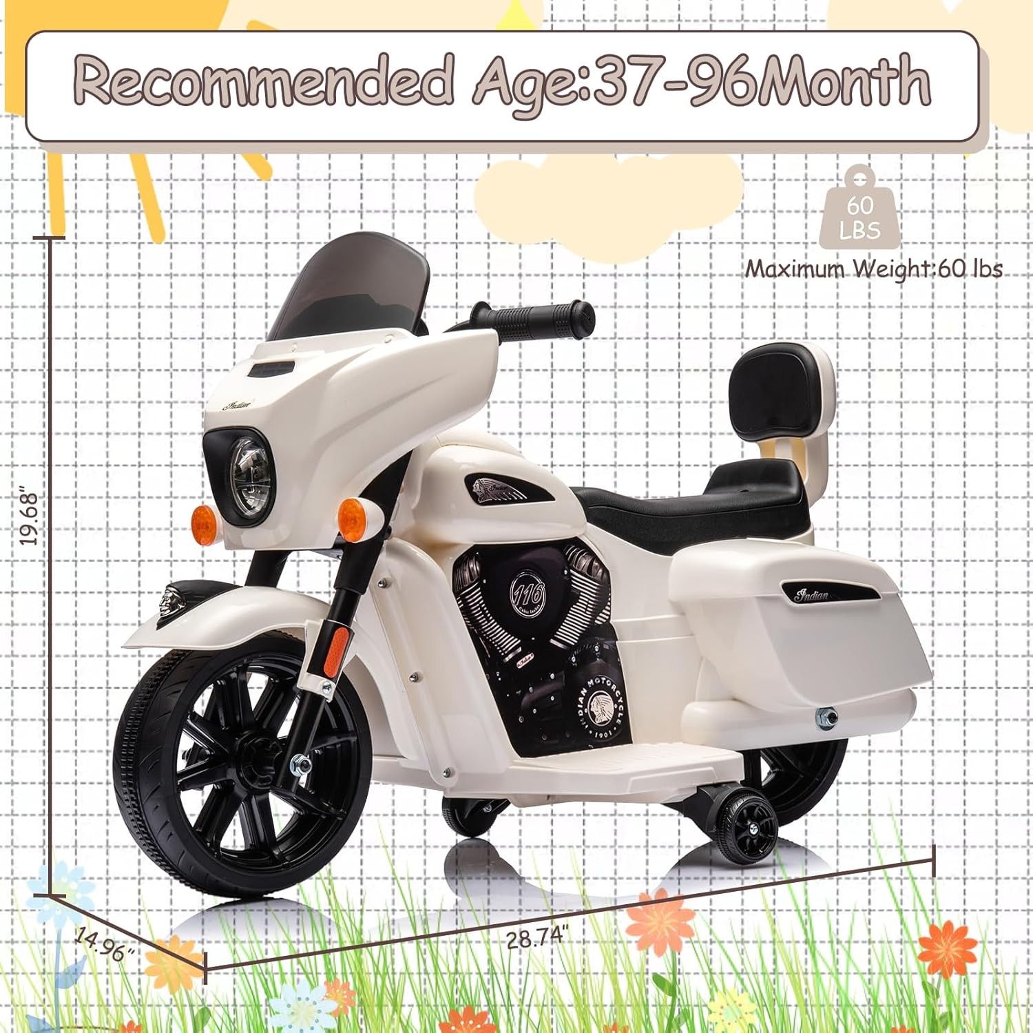 6V Kids Motorcycle,Electric Motorbike w/ Training Wheels,Toddler Motorcycle Gift