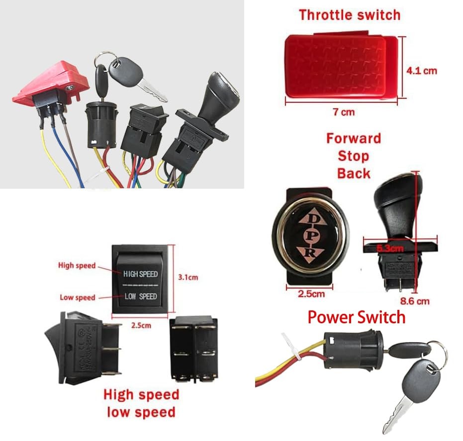 24V Motor Gearbox Wires Harness Conversion Kit for Power Wheels Trax Upgrade,…