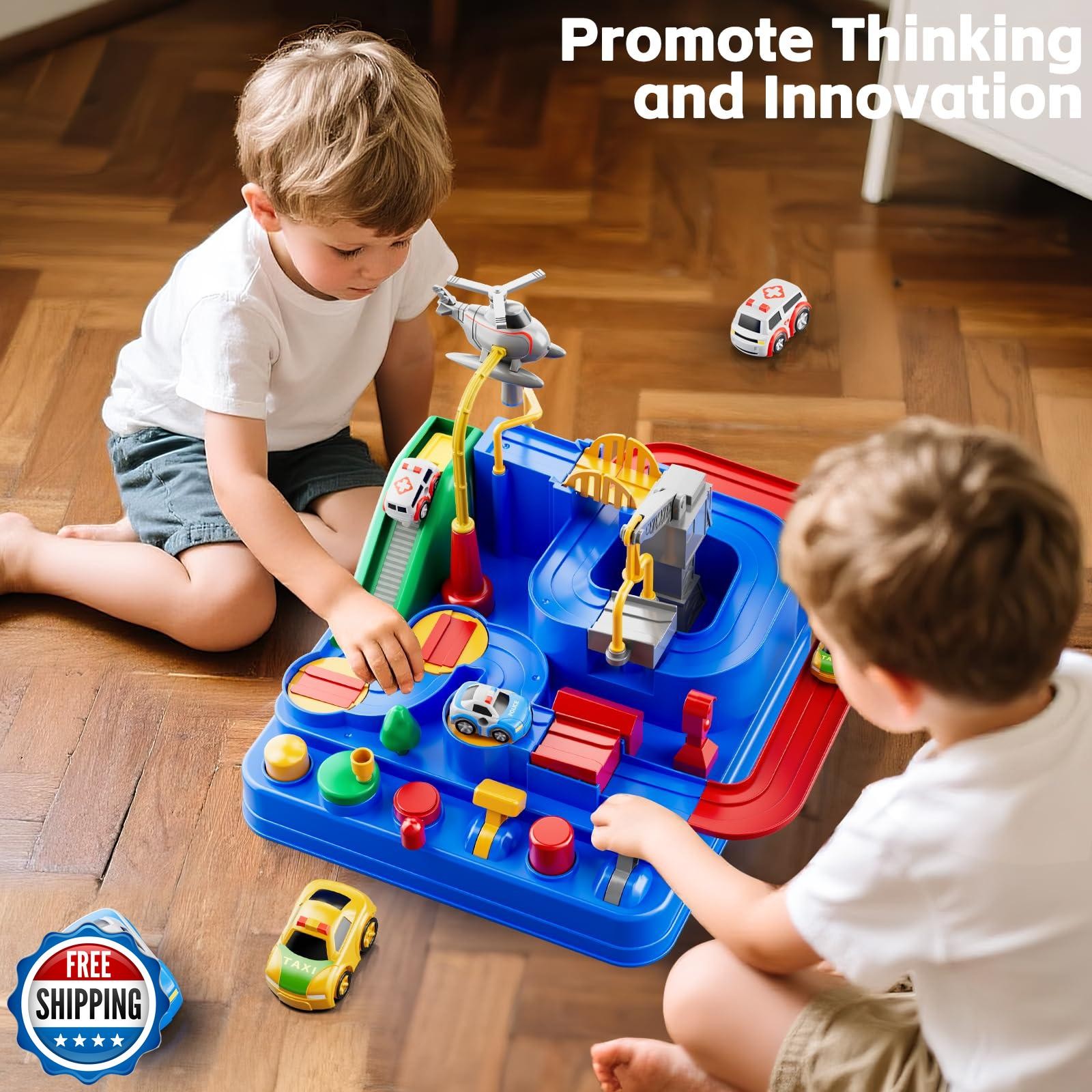 KIZONLY Car Race Track for Kids Ages 4-8, Kids Car Toys for 3 Year Old Boys,