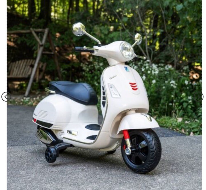 Huffy 6V Vespa Ride-On Electric Scooter ~Kids Ideal ages 3 to 7 years, White