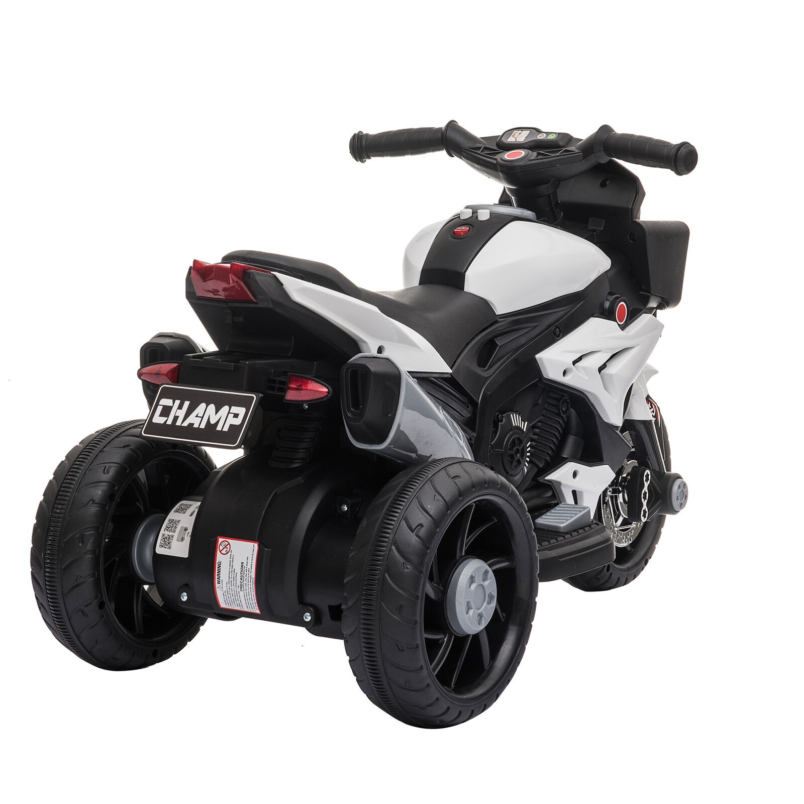3-Wheel Kids Ride On Motorcycle W/ High-Traction Wheels, White