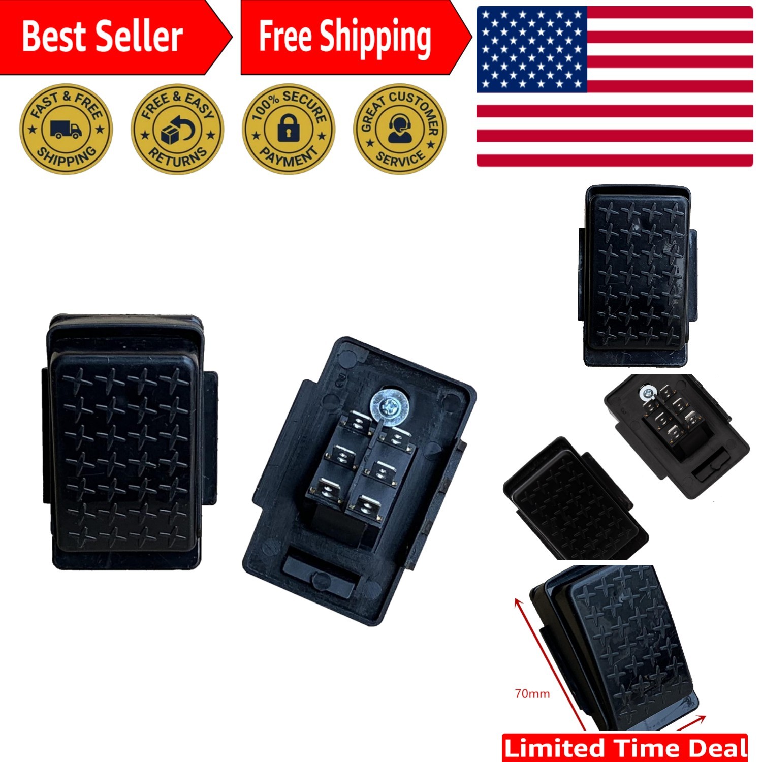 12V Kids Electric Car Accelerator Switch – Black 6-Pin Foot Pedal Replacement
