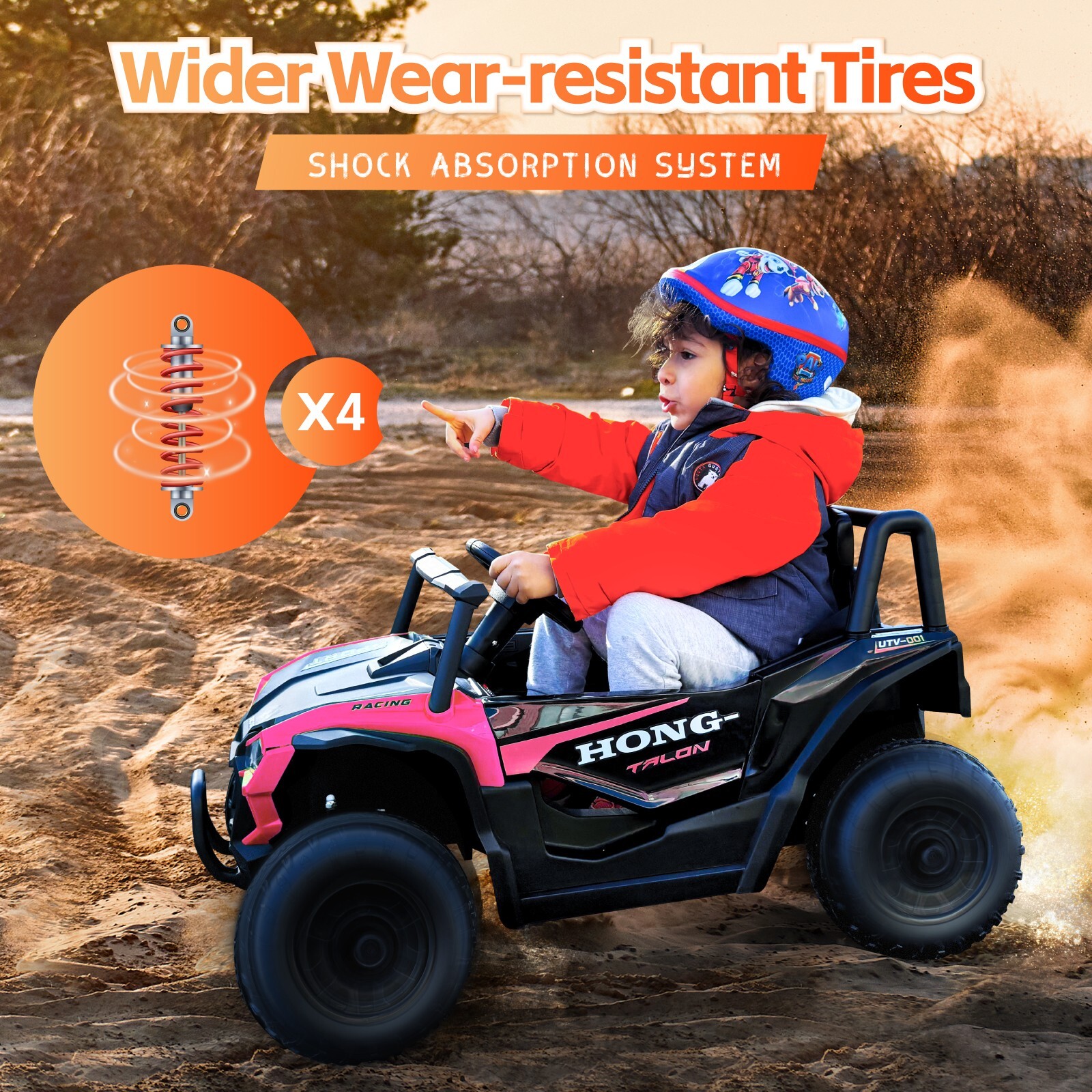 12V Kids Ride on UTV Electric Power Wheels Toy Quad Car with Remote Control LED