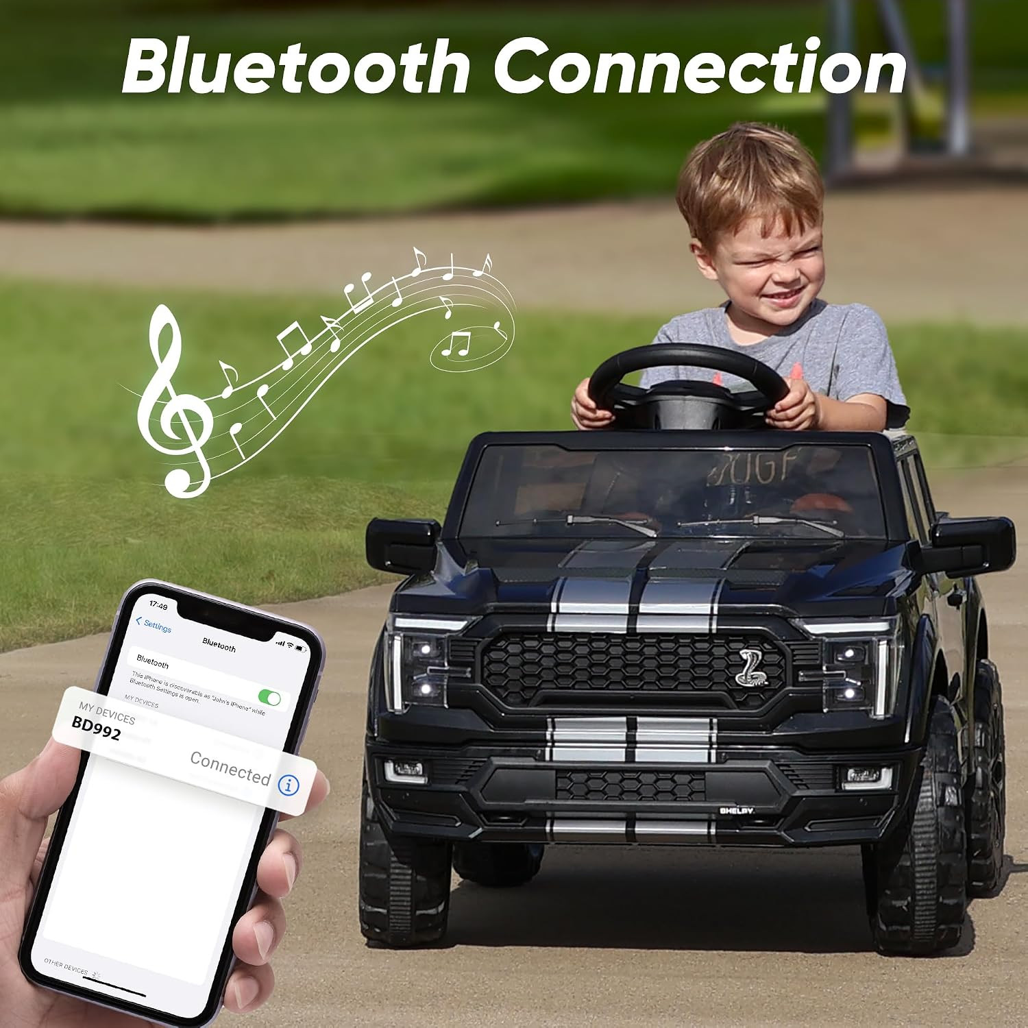 Hikiddo Licensed Ford Shelby F-150 24V Kids Ride on Toy, Electric Car for Kids w